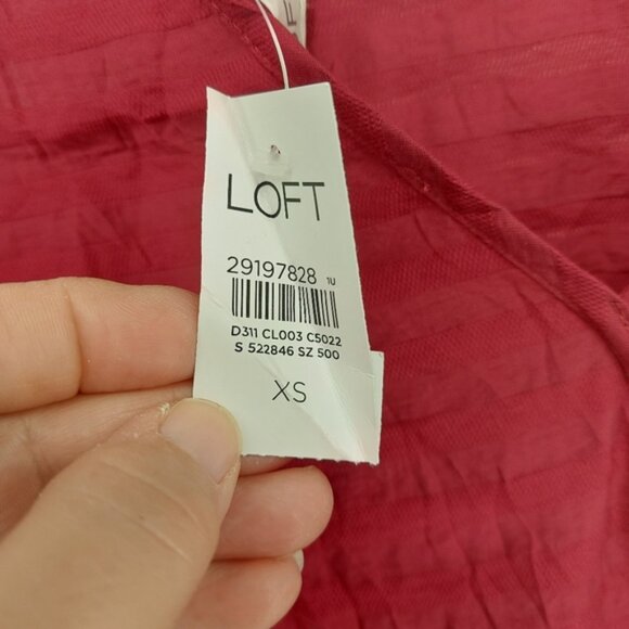 AnnTaylor Loft Pink striped blouse with puff sleeve - Picture 4 of 7